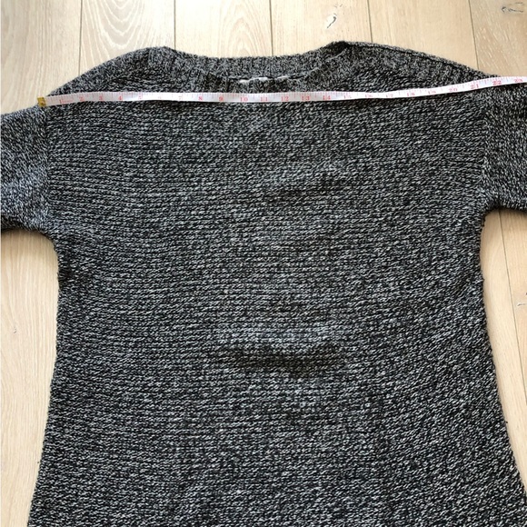 Uniqlo Wool Blend Marled Drop Shoulder Short Sleeve Sweater in Black & White S - Picture 2 of 10
